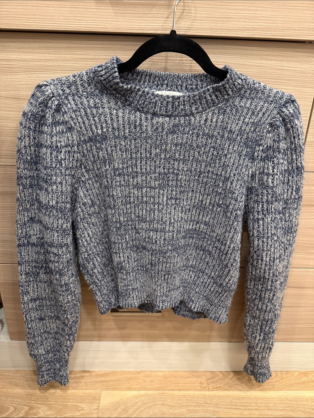 Z Supply Cozy Blue Knit Crop Sweater, Size S